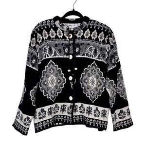 Vintage 90s Flashback Boho Tapestry Jacket Womens Size M Cottagecore Nordic Folk